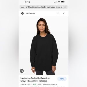 lululemon perfectly oversize crew, brand new